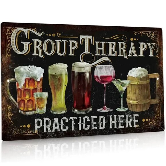 Funny Beer Group Therapy NoveltySign  Aluminum 8 x 12" Tin Metal Sign - Picture 1 of 6